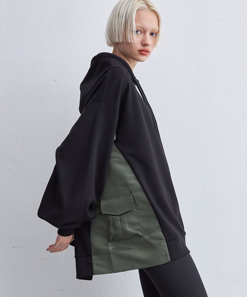 casane（カサネ）の「ビックシルエットフーディ（パーカー・レディース・ブラック/ダークグレー・FREE）」の19枚目の写真