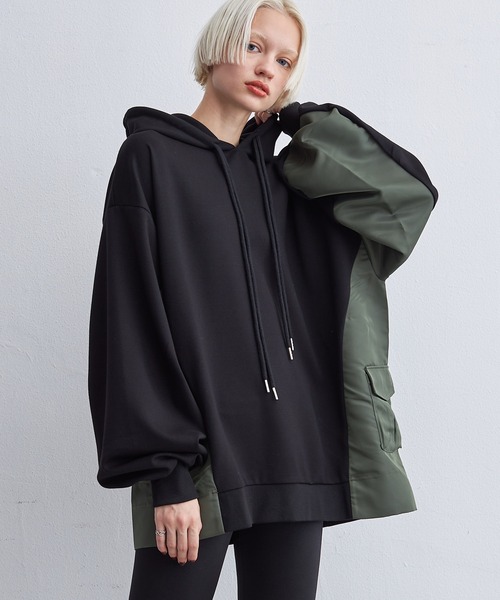 casane（カサネ）の「ビックシルエットフーディ（パーカー・レディース・ブラック/ダークグレー・FREE）」の20枚目の写真