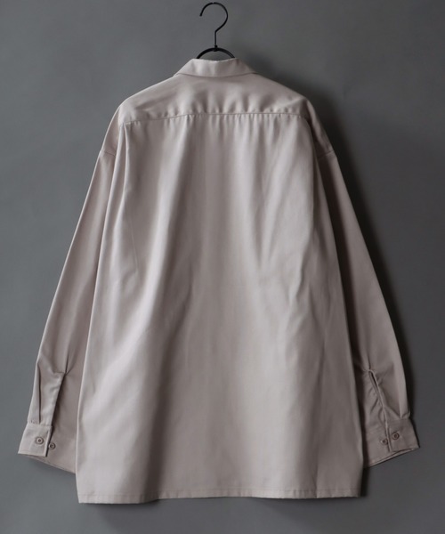 SITRY（シトリー）の「One Point Stitch Oversize Striped Work Shirt/ワンポイント刺繍 オーバーサイズ ストライプ ワークシャツ（シャツ/ブラウス・メンズ・グレイッシュベージュ/ブラック系その他/ブルー系その他/グリーン/ブルー・M/L）」の7枚目の写真