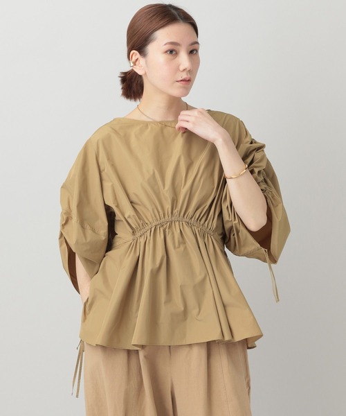 Curensology（カレンソロジー）の「Curensology(カレンソロジー)/ギャザースリーブブラウス（シャツ/ブラウス・レディース・ベージュ/ネイビー・FREE）」の7枚目の写真