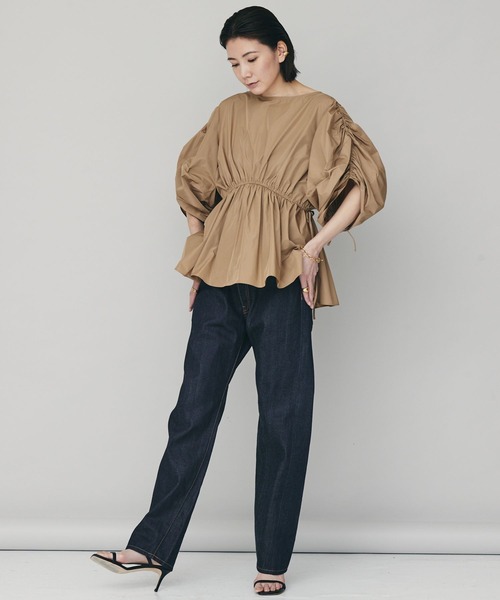 Curensology（カレンソロジー）の「Curensology(カレンソロジー)/ギャザースリーブブラウス（シャツ/ブラウス・レディース・ベージュ/ネイビー・FREE）」の18枚目の写真