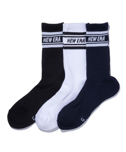 NEW ERA(ニューエラ)の「ニューエラ 靴下 クルーソックス 3個パック(ソックス/靴下・メンズ・ブラック/ブラック系その他/ネイビー/ホワイト/チャコールグレー/グレー・25-27CM/27-29cm/23-25cm/21-23cm/23-25㎝/21-23㎝)」の4枚目の写真