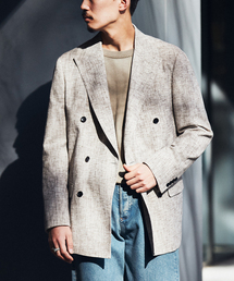 しじら織り 6ボタン ダブルブレスト ジャケット