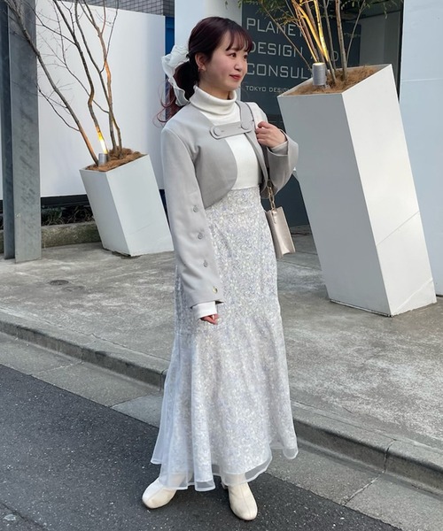 one after another NICE CLAUP（ワンアフターアナザーナイスクラップ）の「【スタッフ考案】ハートボタンショートジャケット（ノーカラージャケット・レディース・グレー/アイボリー/ピンク・FREE）」の19枚目の写真