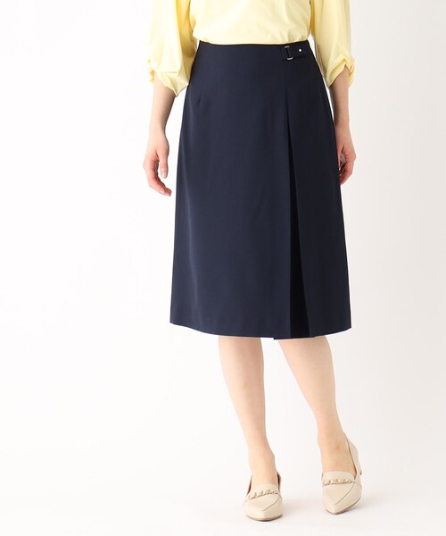 index（インデックス）の「◆セットアップ対応 リネンライクAラインスカート【洗濯機洗い可/ストレッチ/イージーケア/アンチピリング】（スカート・レディース・ネイビー系5/ネイビー/ライトブルー/ライトグレー・40/42/36/38）」の4枚目の写真