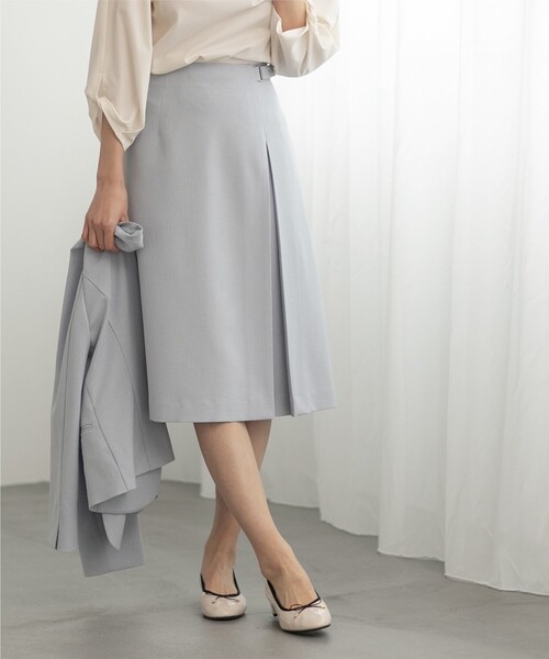 index（インデックス）の「◆セットアップ対応 リネンライクAラインスカート【洗濯機洗い可/ストレッチ/イージーケア/アンチピリング】（スカート・レディース・ネイビー系5/ネイビー/ライトブルー/ライトグレー・40/42/36/38）」の10枚目の写真