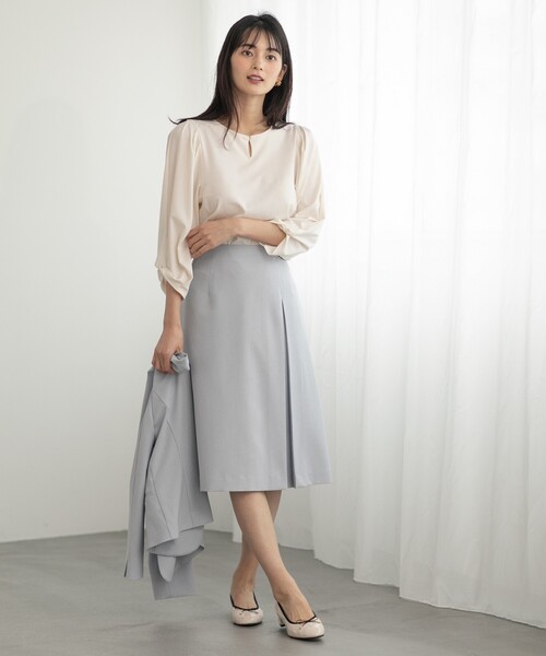 index（インデックス）の「◆セットアップ対応 リネンライクAラインスカート【洗濯機洗い可/ストレッチ/イージーケア/アンチピリング】（スカート・レディース・ネイビー系5/ネイビー/ライトブルー/ライトグレー・40/42/36/38）」の13枚目の写真