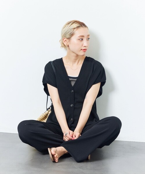 FREAK'S STORE(フリークスストア)の「【限定展開】釦ベストワイドイージーパンツセットアップ(ベスト・ワイドパンツ)(セットアップ・レディース・ナチュラル/ブラック/ブラウン/ブルーグリーン・SMALL/MEDIUM)」の12枚目の写真