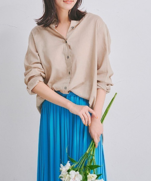 Droite lautreamont（ドロワットロートレアモン）の「コットンリネンシャツ《洗濯機で洗える》（シャツ/ブラウス・レディース・オフホワイト/ネイビー/イエロー/ベージュ・M）」の3枚目の写真