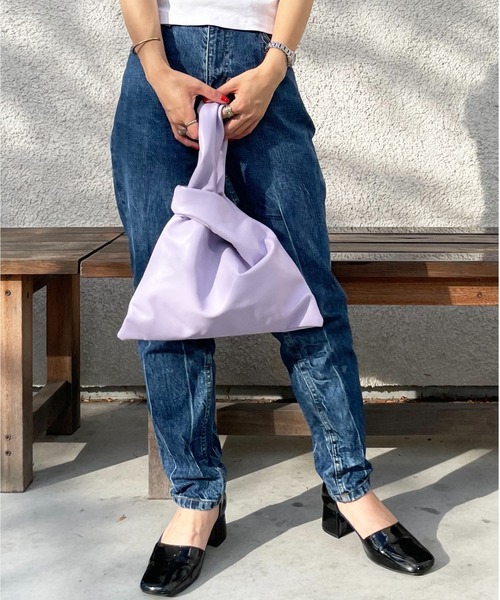 セール】【HIKA】フェイクレザーミニマム巾着BAG（ハンドバッグ