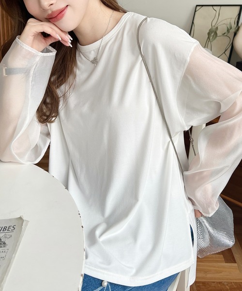 セール】シアースリーブロングTシャツ（Tシャツ/カットソー）｜moment+