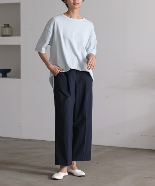 for/c（フォーシー）の「[高身長向けサイズ有]ドライタックテーパードパンツ【サスティナブル】（スラックス・レディース・ネイビー/ベージュ/ブラック/チャコール・LL/L/S/M/TM）」の10枚目の写真