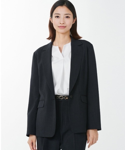 m.f.editorial（エムエフエディトリアル）の「m.f.エディトリアル レディース トラベスト/TRABEST 1ボタンジャケット 紺(セットアップ可能)（スーツジャケット・レディース・ネイビー・MEDIUM/LARGE/S）」の13枚目の写真