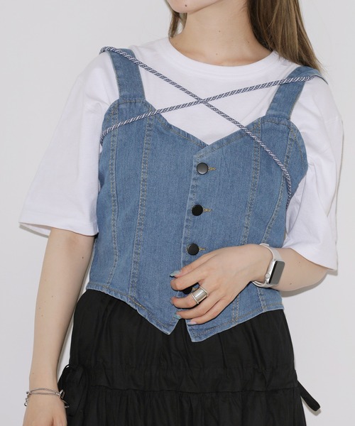 ROOPTOKYO(ループトウキョウ)の「▲Denim String Bustier / デニムビスチェ(キャミソール・レディース・ブルー・S/M/L)」の13枚目の写真