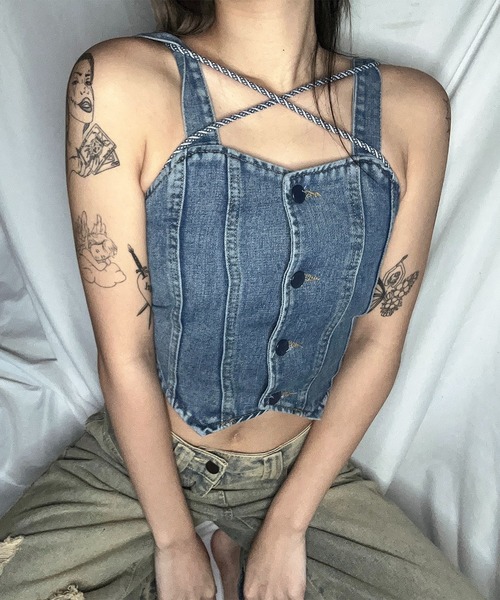 ROOPTOKYO(ループトウキョウ)の「▲Denim String Bustier / デニムビスチェ(キャミソール・レディース・ブルー・S/M/L)」の17枚目の写真