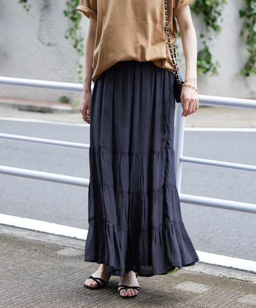 SLOBE IENA レーヨンクレープティアードスカート SLOBE IENA（スローブイエナ）の「レーヨンクレープティアード
