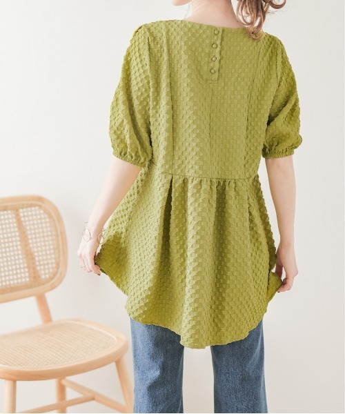 SUGAR BISKET（シュガービスケット）の「ジャガードペプラムブラウス（シャツ/ブラウス・レディース・黄緑系/ベージュ/ホワイト/ブラック・フリー）」の15枚目の写真
