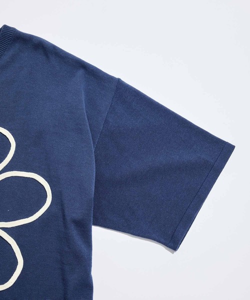 re_k by JUNRED（レクバイジュンレッド）の「re_k by JUNRED / コードフラワー半袖ニットプルオーバー（Tシャツ/カットソー・メンズ・チャコールグレー/ブルー/ライトグレー・S/M/L）」の14枚目の写真