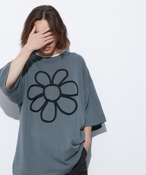 re_k by JUNRED（レクバイジュンレッド）の「re_k by JUNRED / コードフラワー半袖ニットプルオーバー（Tシャツ/カットソー・メンズ・チャコールグレー/ブルー/ライトグレー・S/M/L）」の17枚目の写真