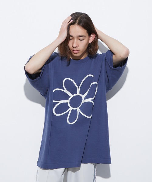 re_k by JUNRED（レクバイジュンレッド）の「re_k by JUNRED / コードフラワー半袖ニットプルオーバー（Tシャツ/カットソー・メンズ・チャコールグレー/ブルー/ライトグレー・S/M/L）」の19枚目の写真