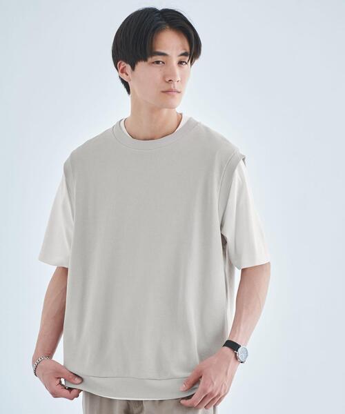 green label relaxing（グリーンレーベルリラクシング）の「アゼ ベスト レイヤード Tシャツ（Tシャツ/カットソー・メンズ・ライトグレー/ロイヤルブルー/ダークグレー・L/XL/S/M）」の2枚目の写真