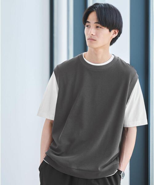 green label relaxing（グリーンレーベルリラクシング）の「アゼ ベスト レイヤード Tシャツ（Tシャツ/カットソー・メンズ・ライトグレー/ロイヤルブルー/ダークグレー・L/XL/S/M）」の3枚目の写真
