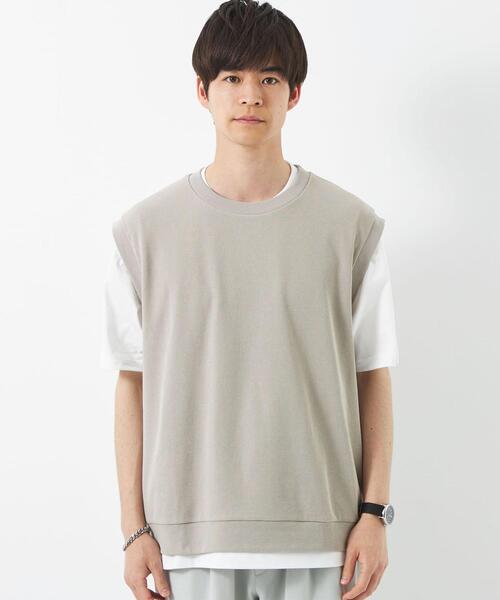 green label relaxing（グリーンレーベルリラクシング）の「アゼ ベスト レイヤード Tシャツ（Tシャツ/カットソー・メンズ・ライトグレー/ロイヤルブルー/ダークグレー・L/XL/S/M）」の6枚目の写真