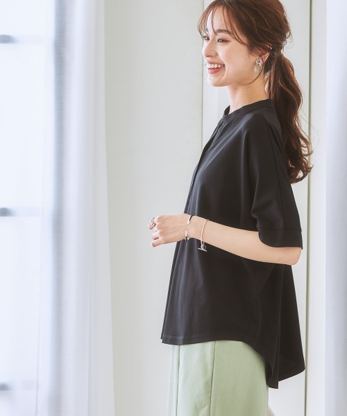 7days Life Styling(セブンデイズライフスタイリング)の「ブラウス見えシルケットポンチスキッパーチュニックカットソートップス(Tシャツ/カットソー・レディース・グレイッシュベージュ/ブラック/オフホワイト/ブルーグレー/ミント・M/LL/S/L)」の10枚目の写真