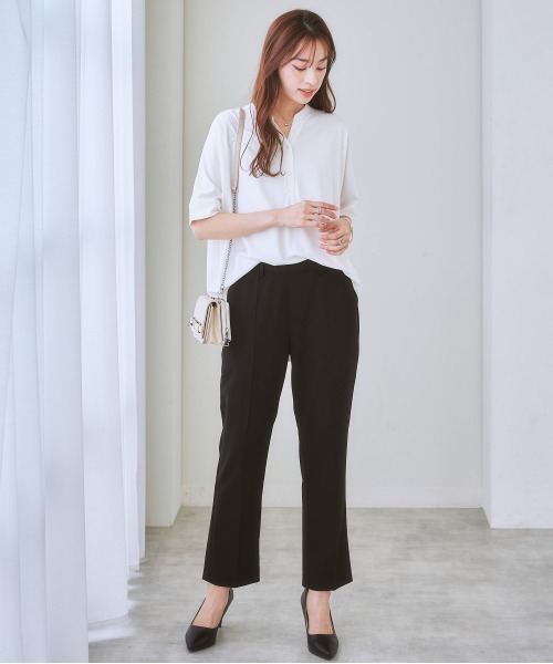 7days Life Styling(セブンデイズライフスタイリング)の「ブラウス見えシルケットポンチスキッパーチュニックカットソートップス(Tシャツ/カットソー・レディース・グレイッシュベージュ/ブラック/オフホワイト/ブルーグレー/ミント・M/LL/S/L)」の20枚目の写真