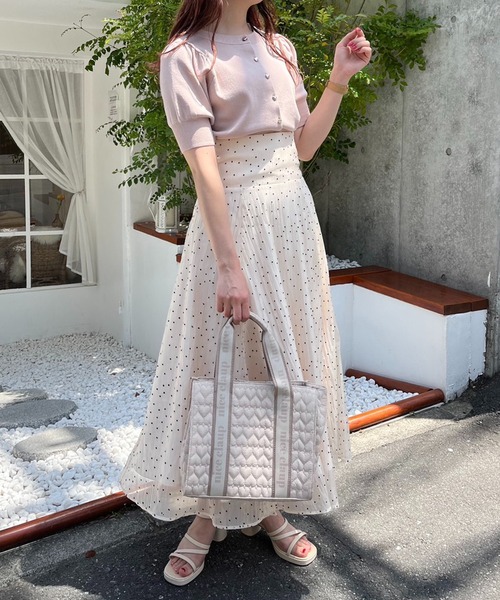 one after another NICE CLAUP（ワンアフターアナザーナイスクラップ）の「ハートボタン前後2wayニット（カーディガン/ボレロ・レディース・ブラック/オフホワイト/ピンク/杢グレー・FREE）」の19枚目の写真