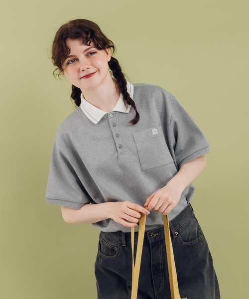 MUHET(ミュエータ)の「ライン入りポロシャツ(ポロシャツ・レディース・カーキ/杢グレー/イエロー・MEDIUM/X-LARGE)」の2枚目の写真