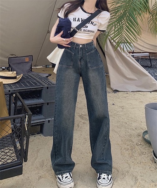 Dream garden(ドリームガーデン)の「ヴィンテージライクワイドデニムパンツ(デニムパンツ・レディース・ブルー/ブラック・2XL/XS/S/M/L/XL)」の14枚目の写真