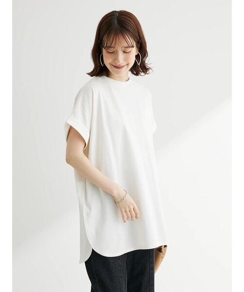 Green Parks(グリーンパークス)の「汗じみ防止Wカフスフレンチチュニック(Tシャツ/カットソー・レディース・ブラック/オフホワイト/イエロー/ダークブルー/ライトグレー・FREE)」の6枚目の写真