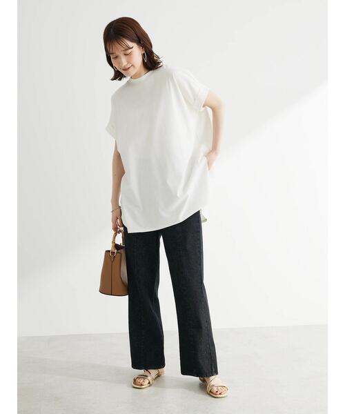 Green Parks(グリーンパークス)の「汗じみ防止Wカフスフレンチチュニック(Tシャツ/カットソー・レディース・ブラック/オフホワイト/イエロー/ダークブルー/ライトグレー・FREE)」の11枚目の写真