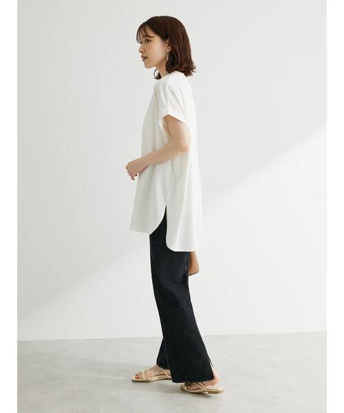 Green Parks(グリーンパークス)の「汗じみ防止Wカフスフレンチチュニック(Tシャツ/カットソー・レディース・ブラック/オフホワイト/イエロー/ダークブルー/ライトグレー・FREE)」の12枚目の写真