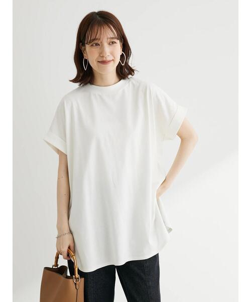 Green Parks(グリーンパークス)の「汗じみ防止Wカフスフレンチチュニック(Tシャツ/カットソー・レディース・ブラック/オフホワイト/イエロー/ダークブルー/ライトグレー・FREE)」の14枚目の写真