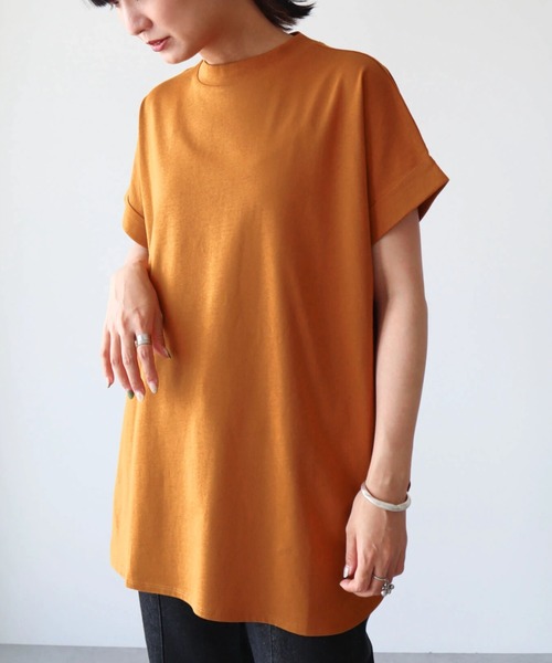 Green Parks(グリーンパークス)の「汗じみ防止Wカフスフレンチチュニック(Tシャツ/カットソー・レディース・ブラック/オフホワイト/イエロー/ダークブルー/ライトグレー・FREE)」の5枚目の写真