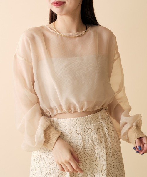 mline（エムライン）の「[mline] シアーショートプルオーバー（Tシャツ/カットソー・レディース・アイボリー/ブラック/ブラウン・FREE）」の5枚目の写真