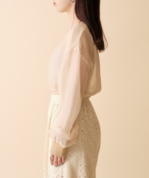 mline（エムライン）の「[mline] シアーショートプルオーバー（Tシャツ/カットソー・レディース・アイボリー/ブラック/ブラウン・FREE）」の7枚目の写真