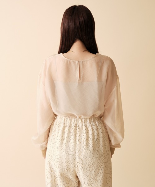 mline（エムライン）の「[mline] シアーショートプルオーバー（Tシャツ/カットソー・レディース・アイボリー/ブラック/ブラウン・FREE）」の8枚目の写真