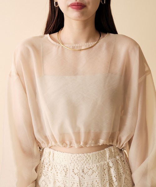 mline（エムライン）の「[mline] シアーショートプルオーバー（Tシャツ/カットソー・レディース・アイボリー/ブラック/ブラウン・FREE）」の10枚目の写真