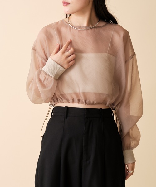 mline（エムライン）の「[mline] シアーショートプルオーバー（Tシャツ/カットソー・レディース・アイボリー/ブラック/ブラウン・FREE）」の13枚目の写真