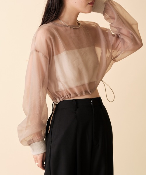 mline（エムライン）の「[mline] シアーショートプルオーバー（Tシャツ/カットソー・レディース・アイボリー/ブラック/ブラウン・FREE）」の14枚目の写真