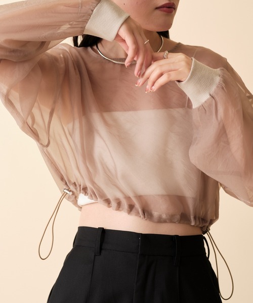 mline（エムライン）の「[mline] シアーショートプルオーバー（Tシャツ/カットソー・レディース・アイボリー/ブラック/ブラウン・FREE）」の15枚目の写真