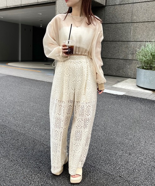 mline（エムライン）の「[mline] シアーショートプルオーバー（Tシャツ/カットソー・レディース・アイボリー/ブラック/ブラウン・FREE）」の18枚目の写真