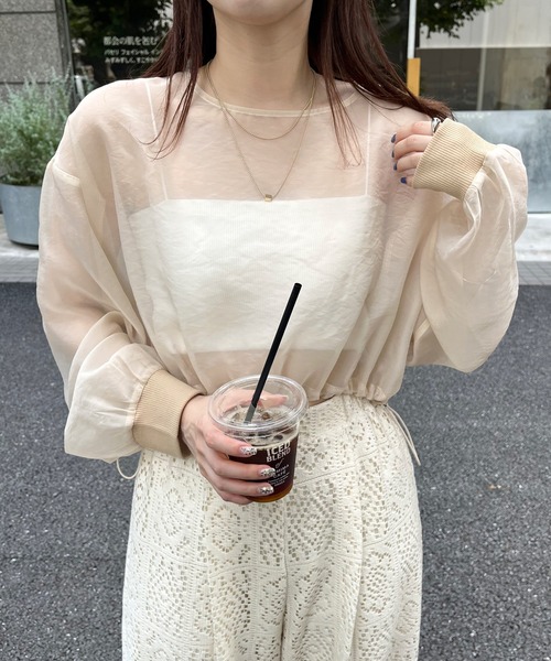 mline（エムライン）の「[mline] シアーショートプルオーバー（Tシャツ/カットソー・レディース・アイボリー/ブラック/ブラウン・FREE）」の17枚目の写真