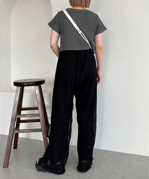 apres jour mignon（アプレジュールミニョン）の「ワッフルショートTシャツ【ZOZOTOWN限定アイテム】（Tシャツ/カットソー・レディース・アイボリー/ブラック系その他/ナチュラル・フリー/X-LARGE）」の14枚目の写真