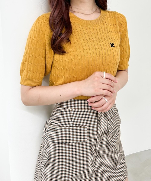 Heather(ヘザー)の「ケーブルニット(半袖) 969479(ニット/セーター・レディース・グレー/オフホワイト/マスタード・FREE)」の3枚目の写真