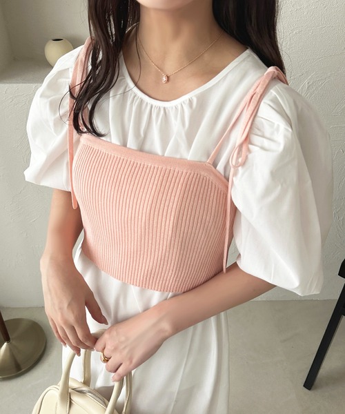 apres jour（アプレジュール）の「ニットビスチェ＋ワンピースセット【ZOZOTOWN限定アイテム】（ワンピース・レディース・ピンク/ネイビー/ベージュ・フリー/X-LARGE）」の3枚目の写真