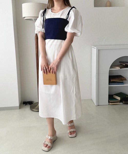 apres jour（アプレジュール）の「ニットビスチェ＋ワンピースセット【ZOZOTOWN限定アイテム】（ワンピース・レディース・ピンク/ネイビー/ベージュ・フリー/X-LARGE）」の16枚目の写真